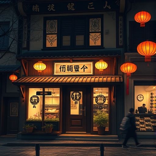 茶肆夜晚外观