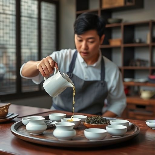 茶艺师在深圳工作室泡茶