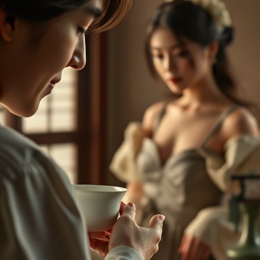 热水清洗茶具的细节展示