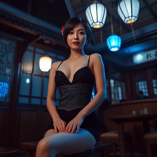 夜间茶室社交场景