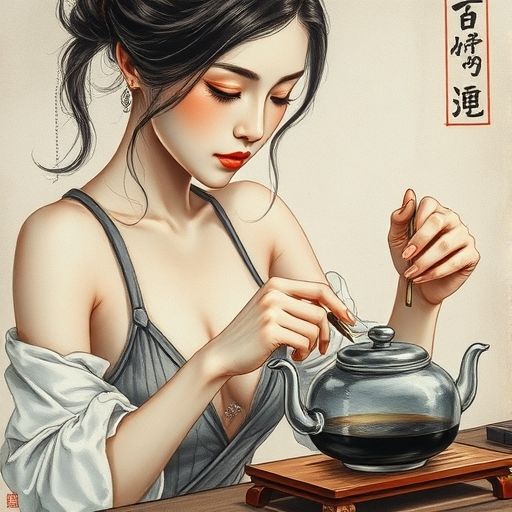 茶艺师手持茶壶的优雅动作