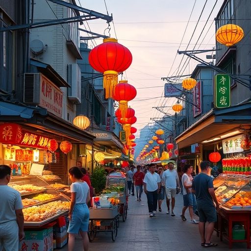 佛山街头夜市热闹景象