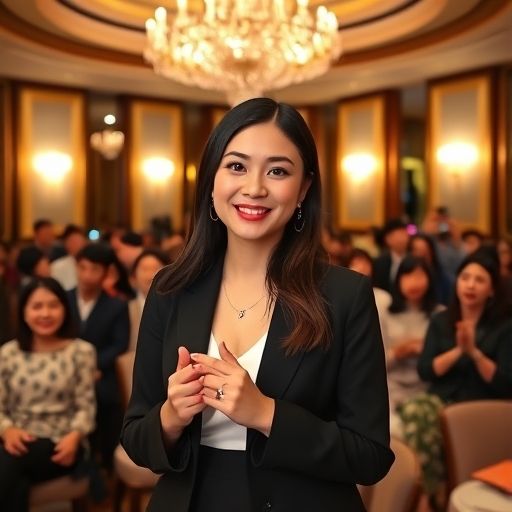 广州活动中自信的主持女孩