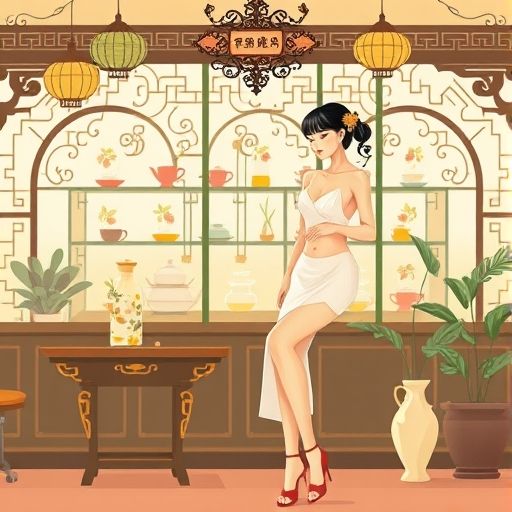 展示外国茶的广州茶肆场景