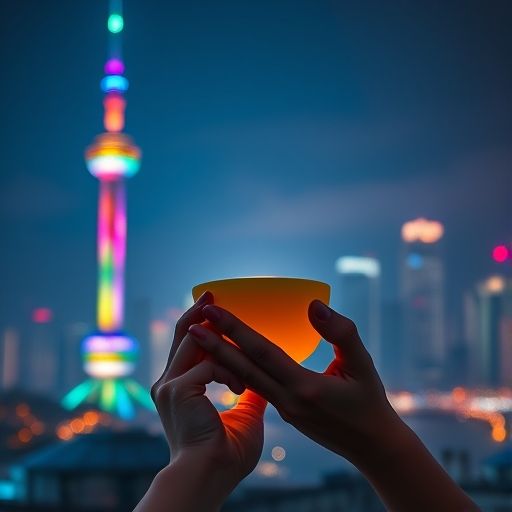广州嫩茶与城市夜景