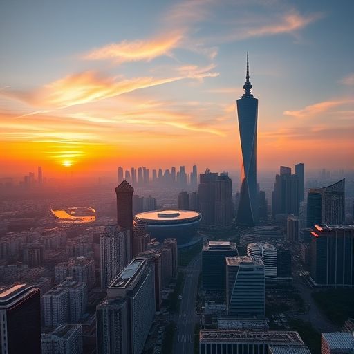 广州天际线夕阳景观