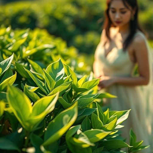 新鲜茶叶特写
