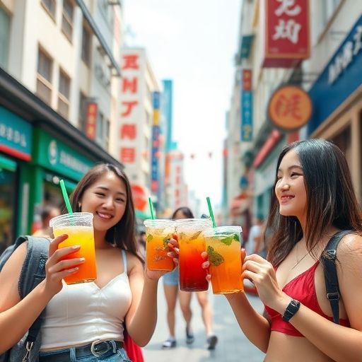 深圳街头年轻人手持新茶