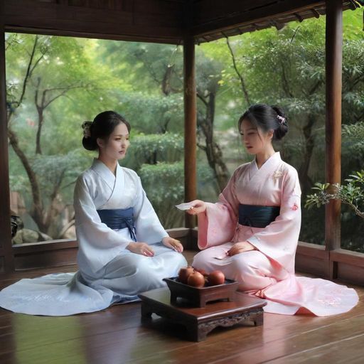 茶室竹帘入口的清新氛围