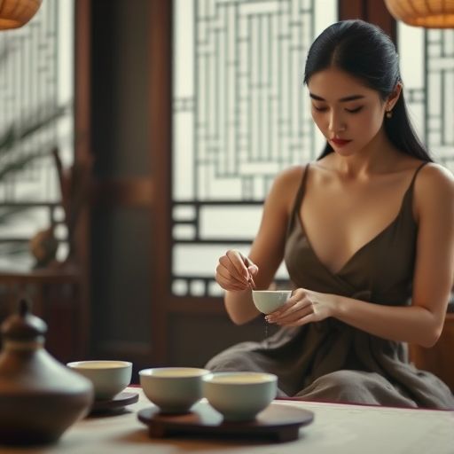 展示广州茶肆内的茶艺表演细节