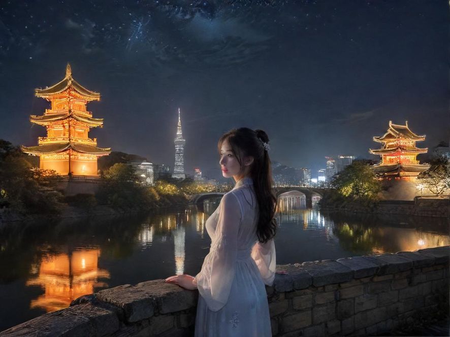 广州某休闲会所夜晚外景