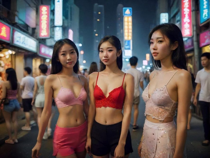 广州夜景街头繁华景象