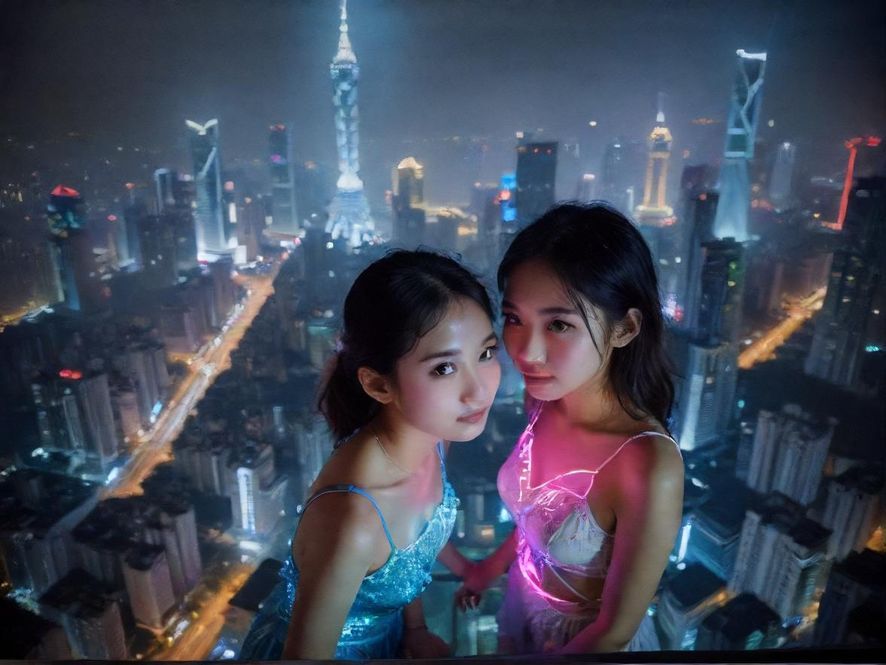 广州夜景，灯火辉煌，充满活力