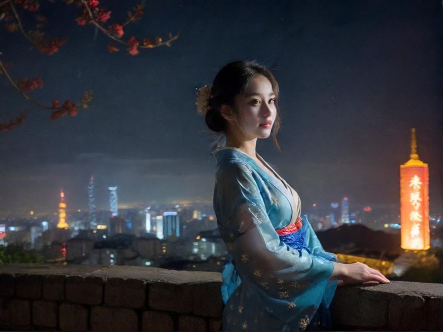 广州美丽的夜景，城市灯光闪烁