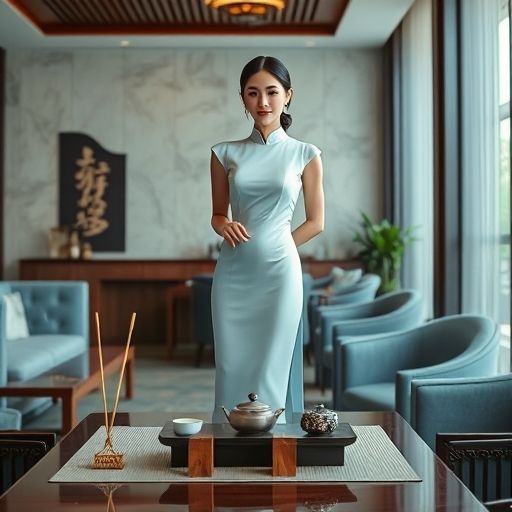 广东QM会所茶艺休息区一角