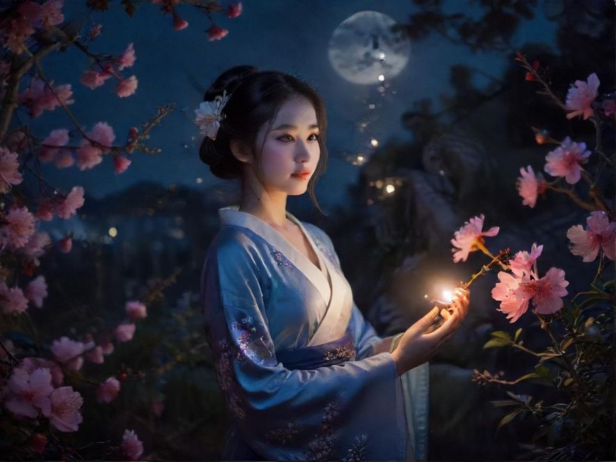 广州花满楼社区夜景街头风光