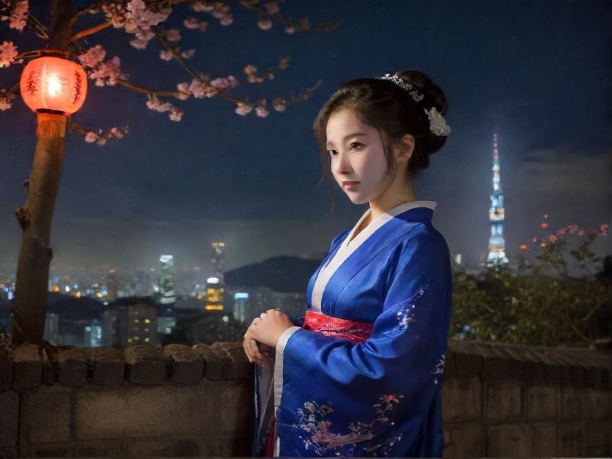 深圳璀璨夜景下的休闲一角