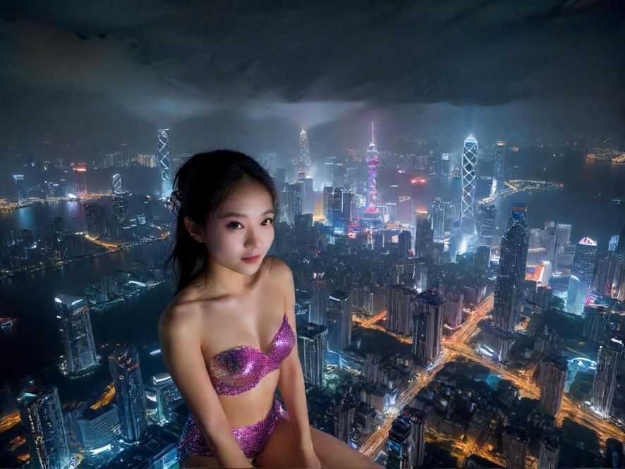 深圳夜生活城市夜景俯瞰图