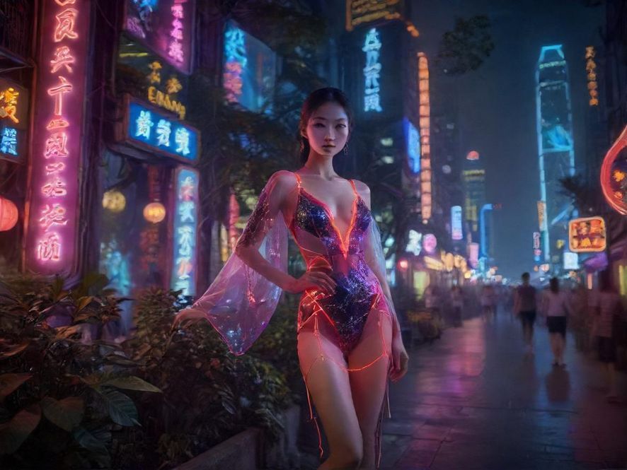 广州百花园社区夜场街景风光