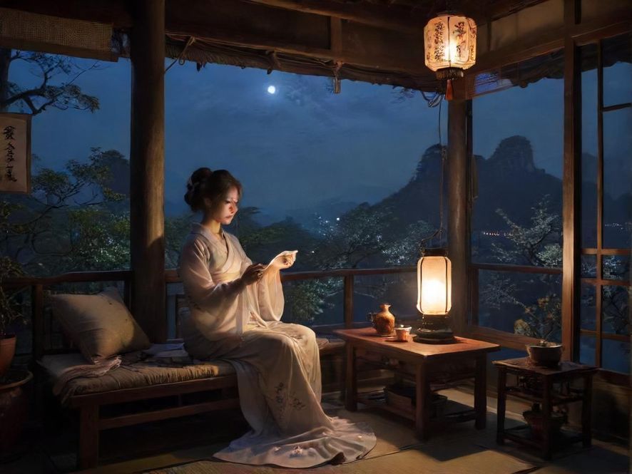 深圳罗湖茶社室内包厢温馨夜景