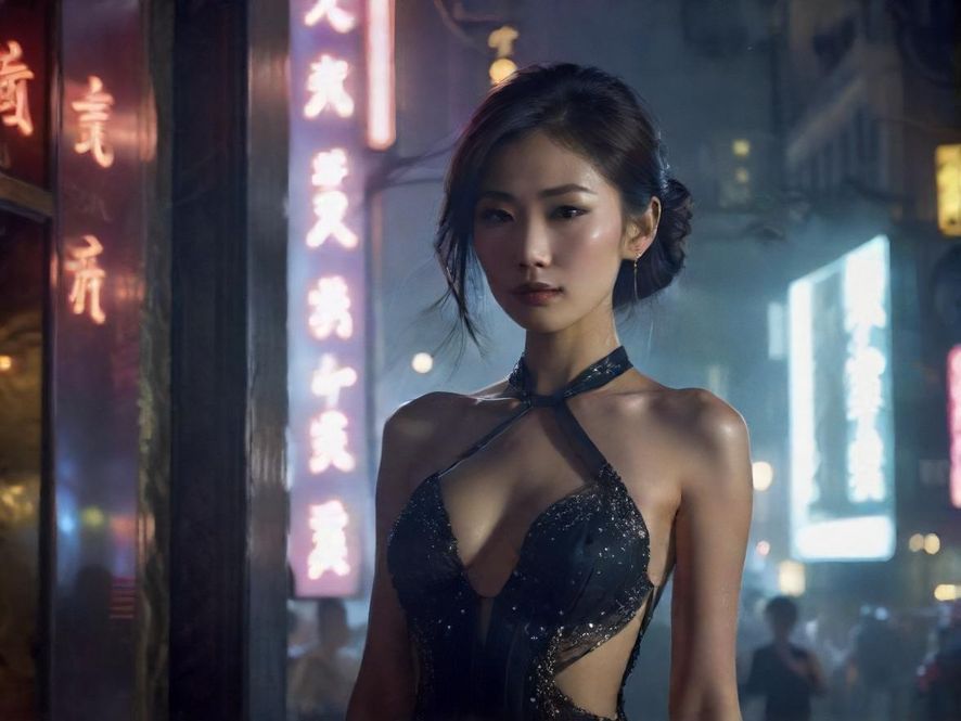 夜色中的会所招牌