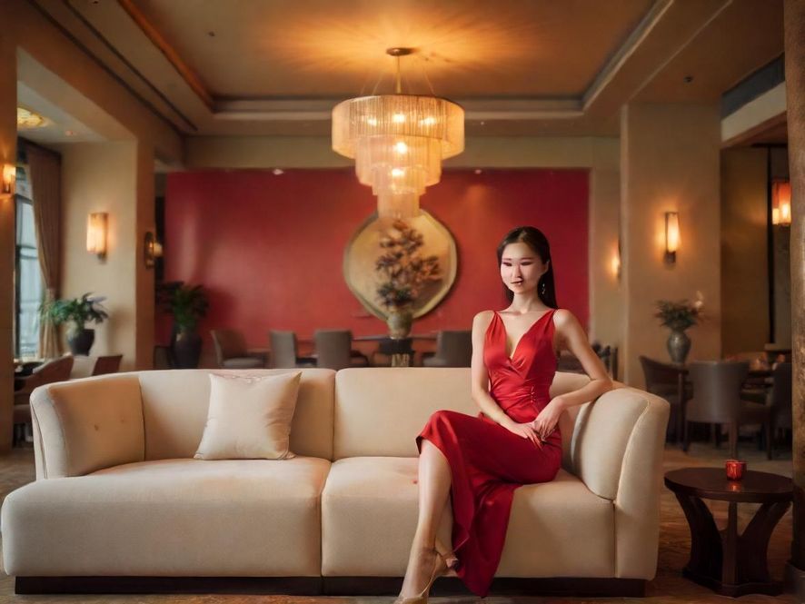 佛山休闲娱乐会所的休息区，灯光温暖，沙发舒适，整体设计融合了现代与中式元素，营造出宁静放松的氛围。