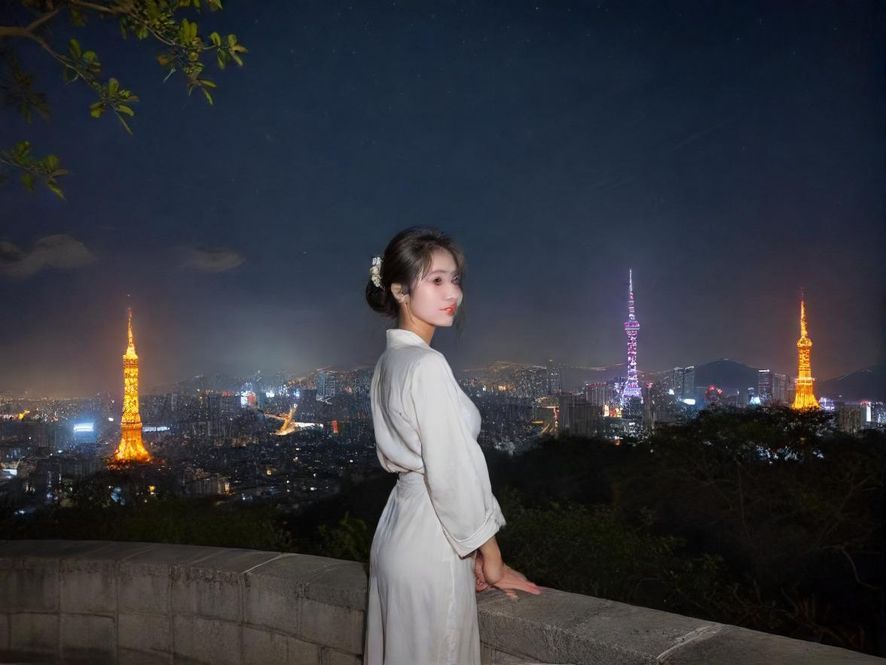 城市夜景下灯火辉煌的高端私人会所