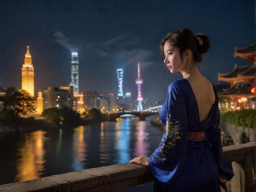 广州夜景繁华街头