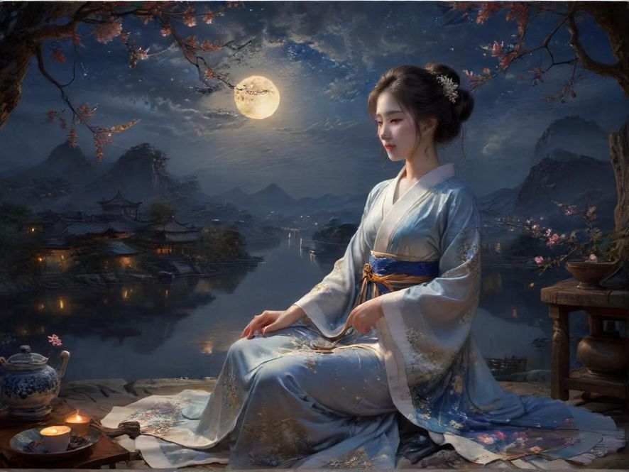 夜晚品茶会所夜景图