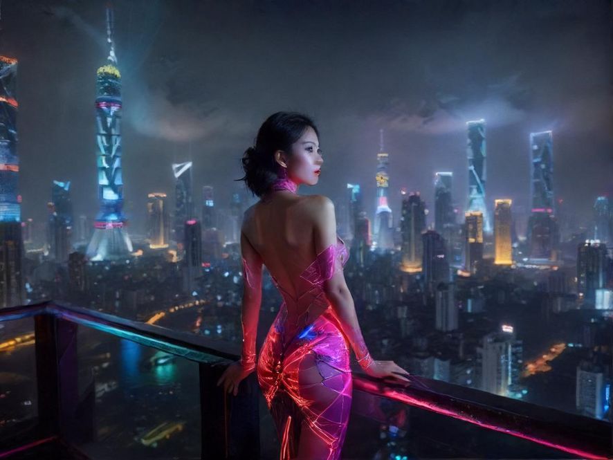 广州繁华夜场外观夜景