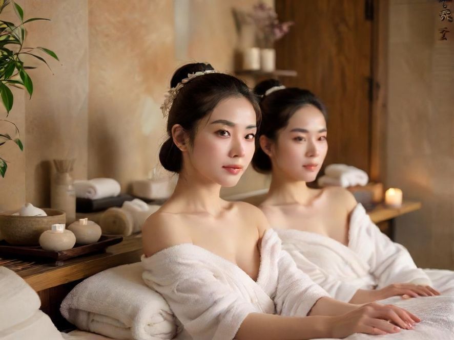 一名女性闭着眼睛,面部特写,享受着专业的面部SPA护理,背景是温馨雅致的私人包间。