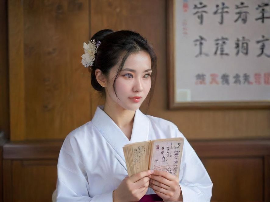 一位女性在都市街头专注地查看手机上的攻略信息