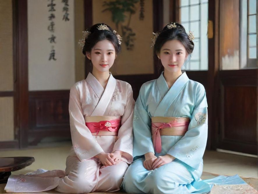 一位广州熟女在雅致茶室中,面带微笑,眼神中充满故事感